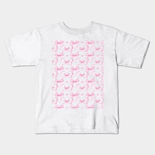 Aesthetic Pastel Pink Ribbons and bows in watercolor Kids T-Shirt